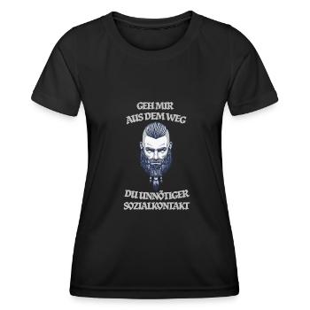 Geh mir aus dem Weg Wikinger Geschenk - Frauen Funktions-T-Shirt - Schwarz - Vorne - AI Model Female 172 light (172cm)