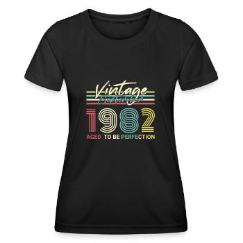 Né septembre 1982 Vintage - T-shirt sport Femme - noir - Devant - AI Model Female 172 light (172cm)