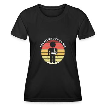I Do All My Own Stunts Get Well Injury - Women's Functional T-Shirt - black - Front - AI Model Female 172 light (172cm)