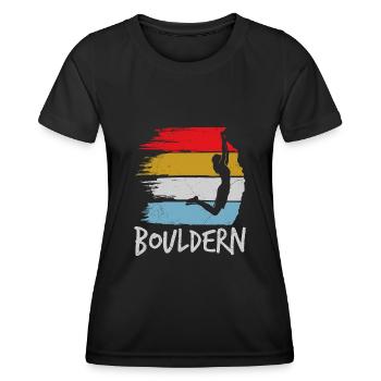 Bouldering Vintage Climbing Hall Boulder - T-shirt sport Femme - noir - Devant - AI Model Female 172 light (172cm)