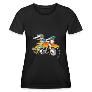 Motard Lapin fumeur Lapin fumeur - T-shirt sport Femme - noir - Devant - AI Model Female 172 light (172cm)