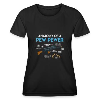 Waffen Schießstand Spruch Anatomy of a Pew Pewer - Frauen Funktions-T-Shirt - Schwarz - Vorne - AI Model Female 172 light (172cm)