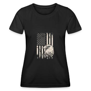 American Flag Eagle USA Distressed - T-shirt sport Femme - noir - Devant - AI Model Female 172 light (172cm)