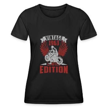 Motorradfahrer Biker Motorrad Geboren In 1963 - Frauen Funktions-T-Shirt - Schwarz - Vorne - AI Model Female 172 light (172cm)