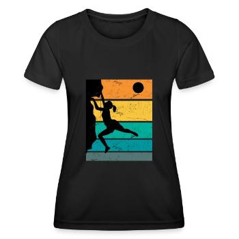Retro Boulder Rock Climbing Free Climbing - Women's Functional T-Shirt - black - Front - AI Model Female 172 light (172cm)