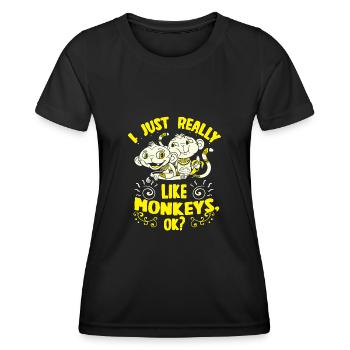 Affe - Frauen Funktions-T-Shirt - Schwarz - Vorne - AI Model Female 172 light (172cm)