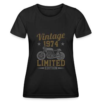 Biker Motorradfahrer Motorrad Geboren In 1974 - Frauen Funktions-T-Shirt - Schwarz - Vorne - AI Model Female 172 light (172cm)