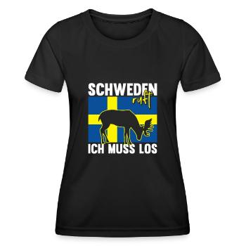 Schweden ruft Elch Flagge Skandinavien - Frauen Funktions-T-Shirt - Schwarz - Vorne - AI Model Female 172 light (172cm)