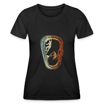 Grimper les mousquetons escalades - T-shirt sport Femme - noir - Devant - AI Model Female 172 light (172cm)