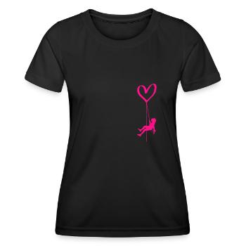 Kletter Herz Felsklettern Freiklettern Vorstieg - Frauen Funktions-T-Shirt - Schwarz - Vorne - AI Model Female 172 light (172cm)