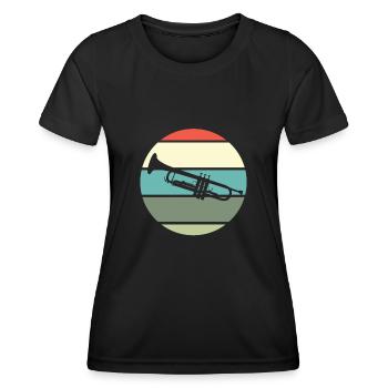 Trompete Trompeter Blasorchester Retro Geschenk - Frauen Funktions-T-Shirt - Schwarz - Vorne - AI Model Female 172 light (172cm)
