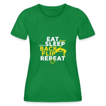 Eat Sleep Backflip Repeat Cascades Trampoline Gym - T-shirt sport Femme - vert - Devant - AI Model Female 172 dark (172cm)