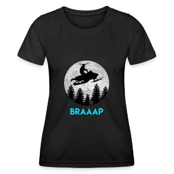 Schneemobil Motorschlitten Vollmond - Frauen Funktions-T-Shirt - Schwarz - Vorne - AI Model Female 172 light (172cm)