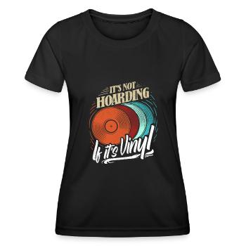 C’est Pas de la garde Si le vinyle est des plaques d’écharpe - T-shirt sport Femme - noir - Devant - AI Model Female 172 light (172cm)