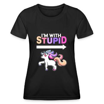 I ́m With Stupid - Unicorn - Women's Functional T-Shirt - black - Front - AI Model Female 172 light (172cm)