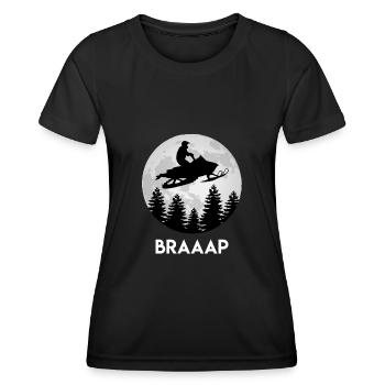 Motorschlitten Vollmond Braaap Snowmobil - Frauen Funktions-T-Shirt - Schwarz - Vorne - AI Model Female 172 light (172cm)