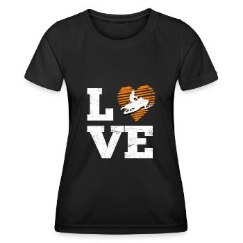 Motorschlitten Love Schneemobil Snowmobil - Frauen Funktions-T-Shirt - Schwarz - Vorne - AI Model Female 172 light (172cm)