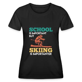 Skifahrer Spruch Skiurlaub - Frauen Funktions-T-Shirt - Schwarz - Vorne - AI Model Female 172 light (172cm)