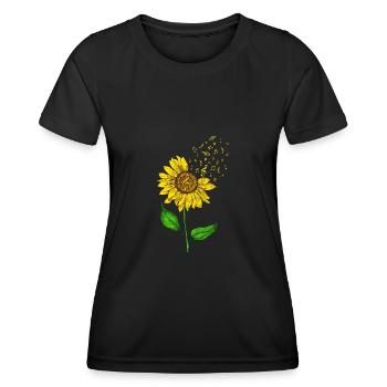 Sonnenblume Musiknote Musikliebhaber Musiker - Frauen Funktions-T-Shirt - Schwarz - Vorne - AI Model Female 172 light (172cm)