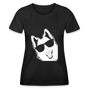 Chien de berger blanc avec lunettes de soleil - T-shirt sport Femme - noir - Devant - AI Model Female 172 light (172cm)