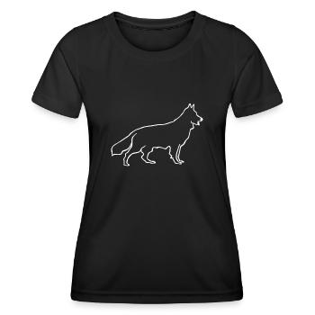 Shepherd Dogs Lines White Shepherd Dog - Women's Functional T-Shirt - black - Front - AI Model Female 172 light (172cm)