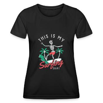 Surf surf surf surf surf planche de surf plage cadeau - T-shirt sport Femme - noir - Devant - AI Model Female 172 light (172cm)