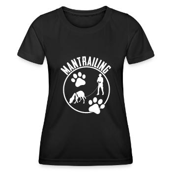 Mantrailing Chien de recherche chien traqueur - T-shirt sport Femme - noir - Devant - AI Model Female 172 light (172cm)