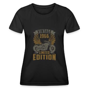 Motorradfahrer Motorrad Biker Geboren 1966 - Frauen Funktions-T-Shirt - Schwarz - Vorne - AI Model Female 172 light (172cm)