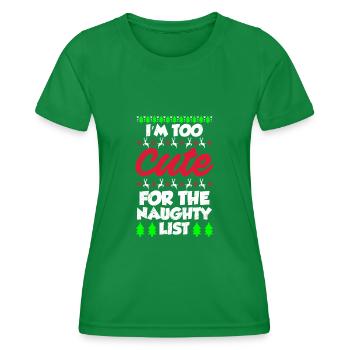 Cute for naughty list Nicolas Noël - T-shirt sport Femme - vert - Devant - AI Model Female 172 dark (172cm)