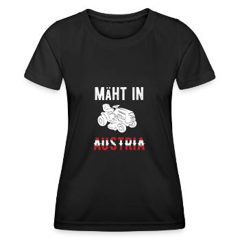 Mäht In Austria - Österreich Gärtner Gartenarbeit - Frauen Funktions-T-Shirt - Schwarz - Vorne - AI Model Female 172 light (172cm)