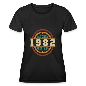 Vintage 1982 in October - Women's Functional T-Shirt - black - Front - AI Model Female 172 light (172cm)