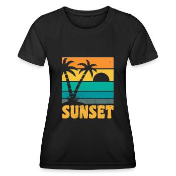 Sunset Retro Style - T-shirt sport Femme - noir - Devant - AI Model Female 172 light (172cm)