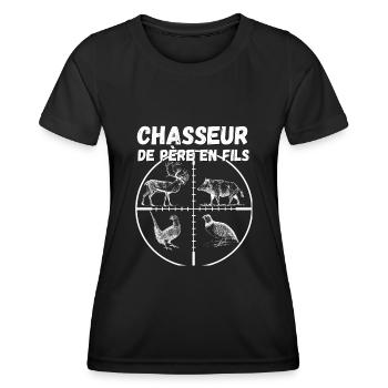 chasseur de père en fils - T-shirt sport Femme - noir - Devant - AI Model Female 172 light (172cm)