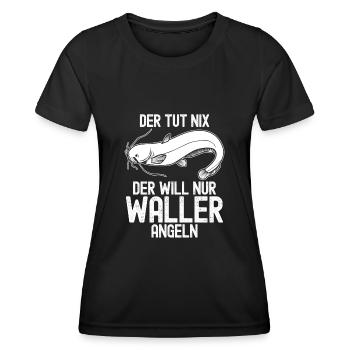Angeln Waller Fischer Fisch Angler - Frauen Funktions-T-Shirt - Schwarz - Vorne - AI Model Female 172 light (172cm)