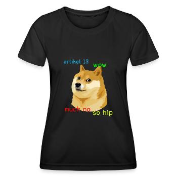 Article 13 Doge Meme #saveyourinternet Eu Shirt - T-shirt sport Femme - noir - Devant - AI Model Female 172 light (172cm)