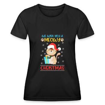 Chats Noël Meowy Christmas - T-shirt sport Femme - noir - Devant - AI Model Female 172 light (172cm)