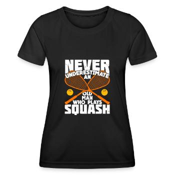 Squash joueur de squash vieux homme grand-père cadeau - T-shirt sport Femme - noir - Devant - AI Model Female 172 light (172cm)