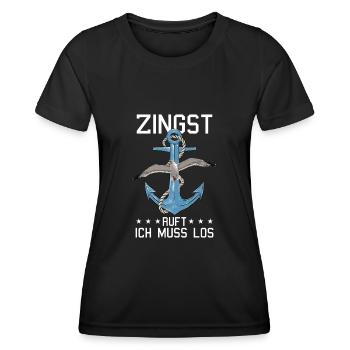 Retro Zingst ruft Anker Ostsee Fischland - Frauen Funktions-T-Shirt - Schwarz - Vorne - AI Model Female 172 light (172cm)