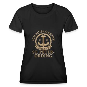 St. Peter-Ording Nordfriesland Seebad - Frauen Funktions-T-Shirt - Schwarz - Vorne - AI Model Female 172 light (172cm)