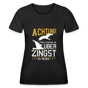 Redet über Zingst Ostsee Fischland Möwe - Frauen Funktions-T-Shirt - Schwarz - Vorne - AI Model Female 172 light (172cm)