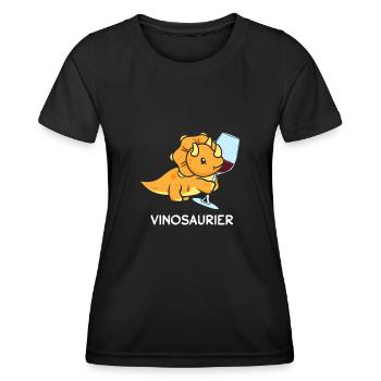 Vinodino Vinosaur Vinosaurus Rex Wine Vino - Women's Functional T-Shirt - black - Front - AI Model Female 172 light (172cm)