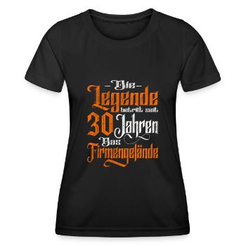 La légende entre sur le terrain pendant 30 ans - Anniversaire de l’entreprise - T-shirt sport Femme - noir - Devant - AI Model Female 172 light (172cm)