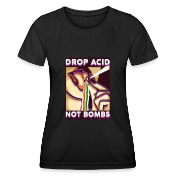 Drop Acid not Bombs - Retro LSD Psychedelic - Frauen Funktions-T-Shirt - Schwarz - Vorne - AI Model Female 172 light (172cm)