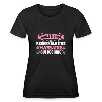 Voilà à quoi ressemble une Marraine qui déchire - Frauen Funktions-T-Shirt - Schwarz - Vorne - AI Model Female 172 light (172cm)