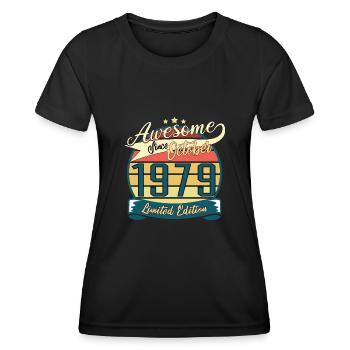 Jahrgang Oktober 1979 Geschenkidee - Frauen Funktions-T-Shirt - Schwarz - Vorne - AI Model Female 172 light (172cm)