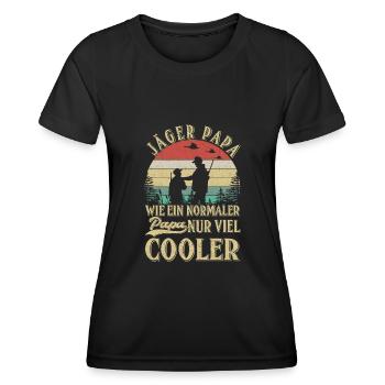 Chasseurs papa chasse - T-shirt sport Femme - noir - Devant - AI Model Female 172 light (172cm)