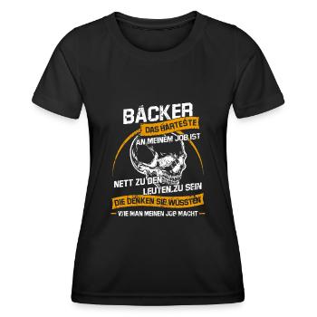 Bäcker Sarkastischer Konditor Spruch - Frauen Funktions-T-Shirt - Schwarz - Vorne - AI Model Female 172 light (172cm)