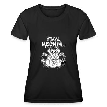 Heavy Meowtal chat heavy metal musique - T-shirt sport Femme - noir - Devant - AI Model Female 172 light (172cm)
