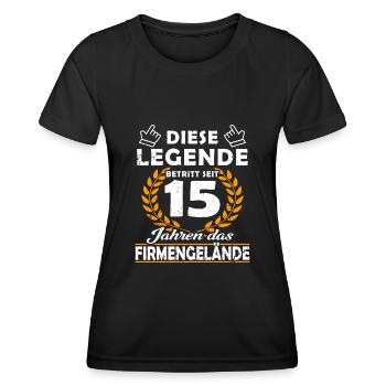 Legend enters 15 years of grounds - company anniversary - Women's Functional T-Shirt - black - Front - AI Model Female 172 light (172cm)