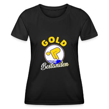 Gold Bestanden - Frauen Funktions-T-Shirt - Schwarz - Vorne - AI Model Female 172 light (172cm)